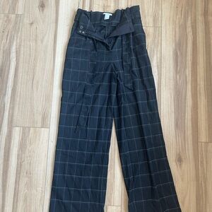 Black Plaid High-Waisted Pants